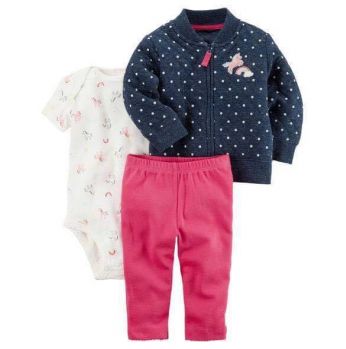 طقم بناتي  - سنة - زهري وكحلي