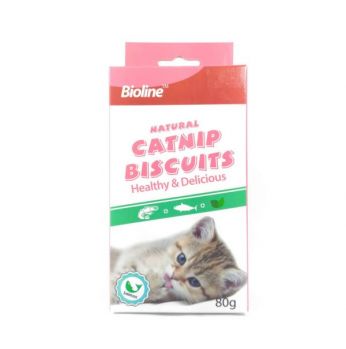 بسكوت للقطط BIOLINE Catnip cookiessalmon 80G