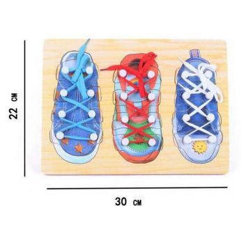 لعبة خشبية لتعلم ربط الأحذية