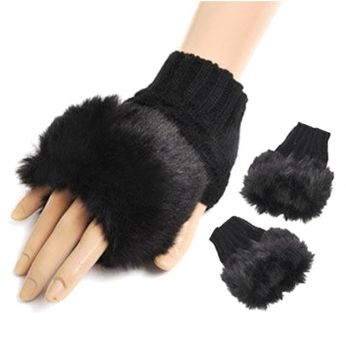 كفوف ايدين فرو قصيره بدون اصابع موديل C-5 -اسود