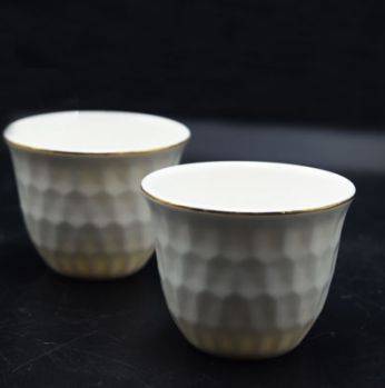 12 فنجان قهوة سادة بورسلان ، هابي