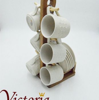 طقم  6فنجان قهوة مع  ستاند خشب 9179107