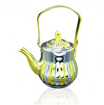 ابريق شاي ذهبي محزز عمودي كبير