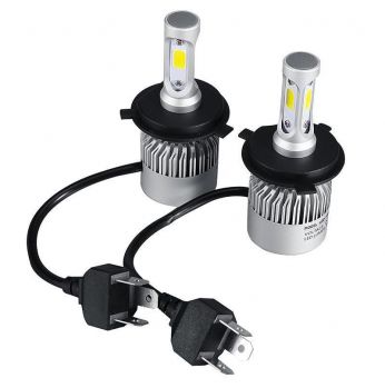 زوج لمبات Led لمصابيح السيارة الامامية مقاس (h4) بقوة 8000 لومينز6500 كيلو الأبيض