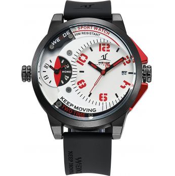 ساعة Weide Black Army Military Quartz Sport Wrist Watch - Red