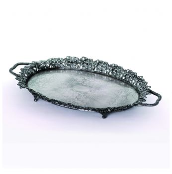 صينية بيضاوي وردة بيوتر