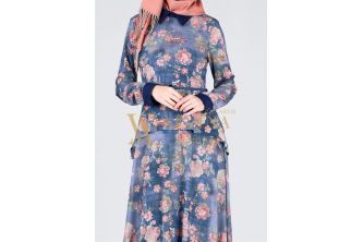فستان Alvina 4355  - 38 - ازرق/مورد