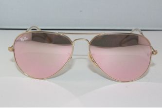 Ray-Ban Sunglasses RB 3025 Aviator Gold Frame with Orange PinkLens - زهري