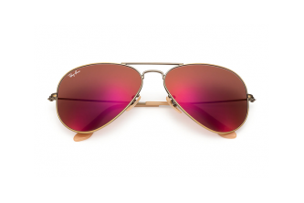 Ray-Ban Sunglasses RB 3025 Aviator Bronze Frame with Red Mirror Lens - احمر