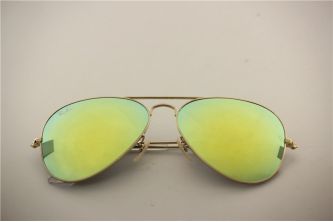 Ray-Ban Sunglasses RB 3025 Aviator Gold Frame with Yellow Mirror Lens - اصفر