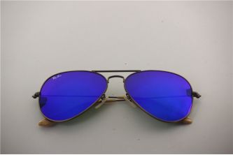 Ray-Ban Sunglasses RB 3025 Aviator Bronze Frame with Blue Mirror Lens - ازرق