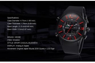 ساعة Weide Analog Digital Black Red Watch