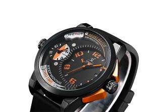  ساعة Weide Black Army Military Quartz Sport Wrist Watch - Orange