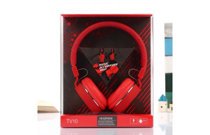 سماعة راس ستيريو Headphone MUSIC Tv10  - احمر