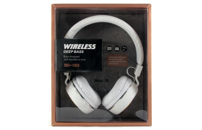 سماعة راس ويرلس headphone DEEP BASS SH18 - ابيض