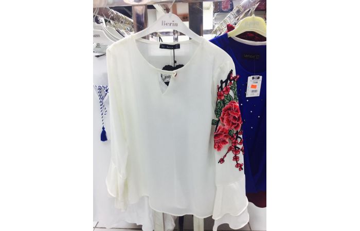 بلوزه كم طويل - xxl - ابيض