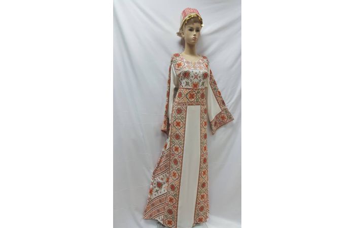 ثوب ابيض تطريز غرزه  - ابيض - نمرة 2