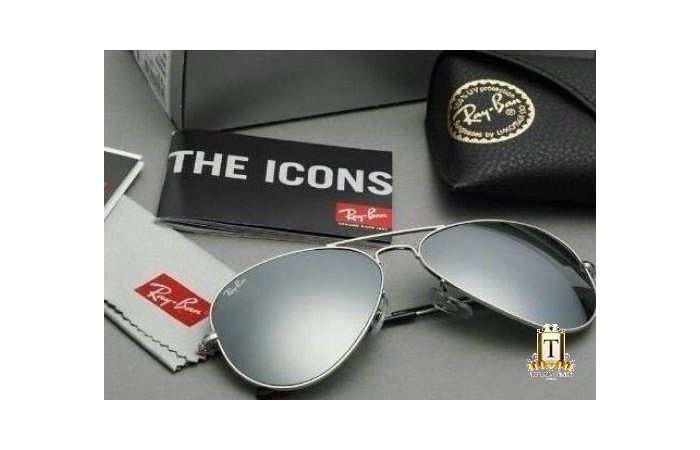 Ray-Ban Sunglasses RB 3025 Aviator Silver Frame with Silver Mirror lens - سلفر