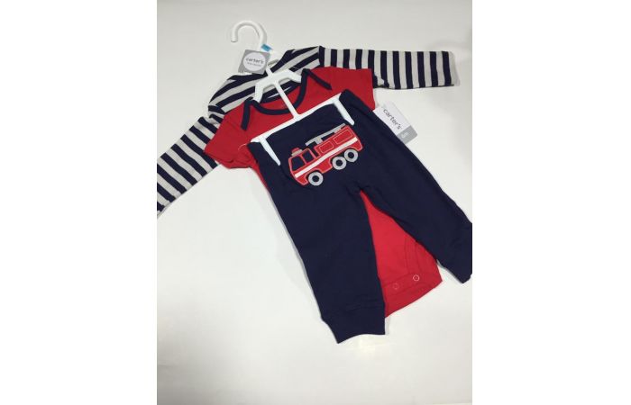 طقم اطفال  - 0 - 6 اشهر - كحلي واحمر