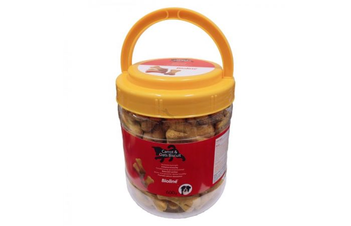 بسكويت  للقطط والكلاب BIOLINE carrot oatmeal nutritional  cookies for dog 600G