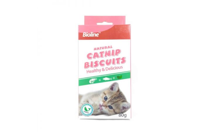 بسكوت للقطط BIOLINE Catnip cookiessalmon 80G