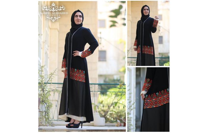 عباءة إماراتية  مطرزة  - اسود - 44 Eu
