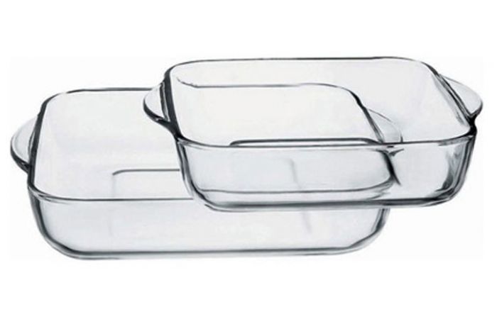 P-Bache PA-159028 Set of 2 Piece Square Platters - Transparent