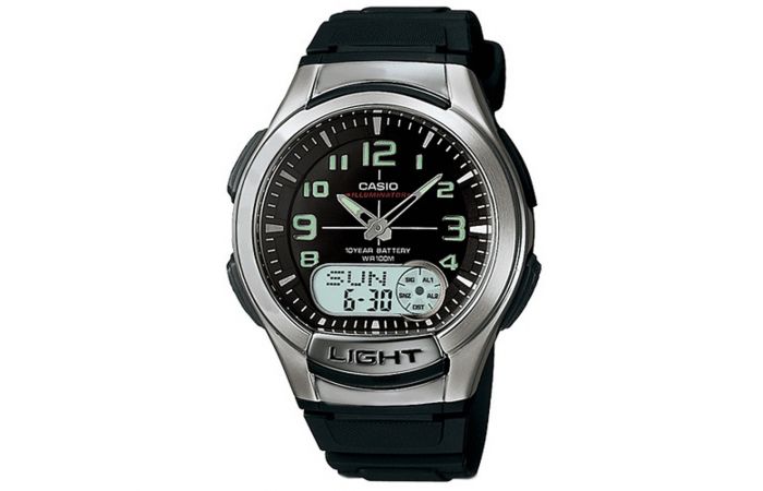ساعة Casio Men's Black Dial Silicone Band Watch - AQ-180W-1BVDF