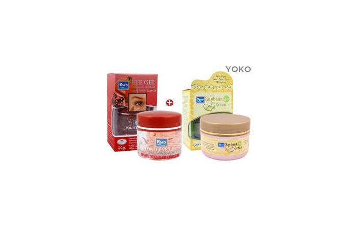 Set of 2 Yoko Q10 Soybean Cream with Pomegranate Eye Gel