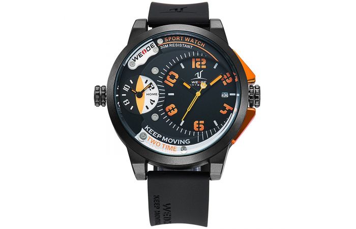  ساعة Weide Black Army Military Quartz Sport Wrist Watch - Orange