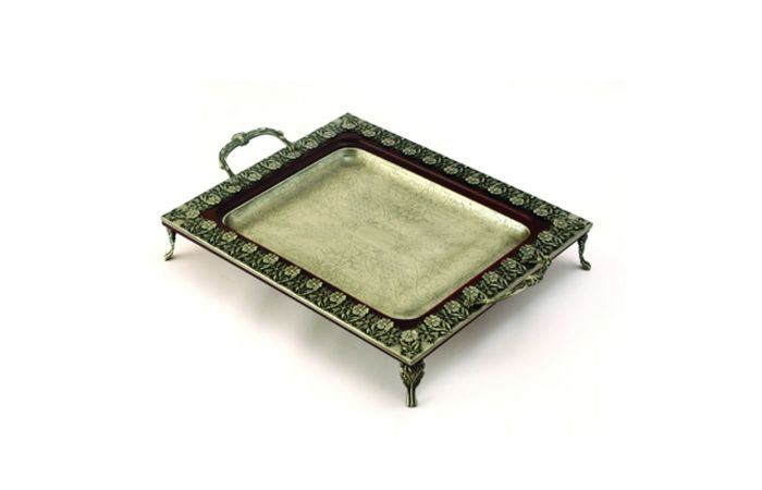 صينية خشب وردة P134